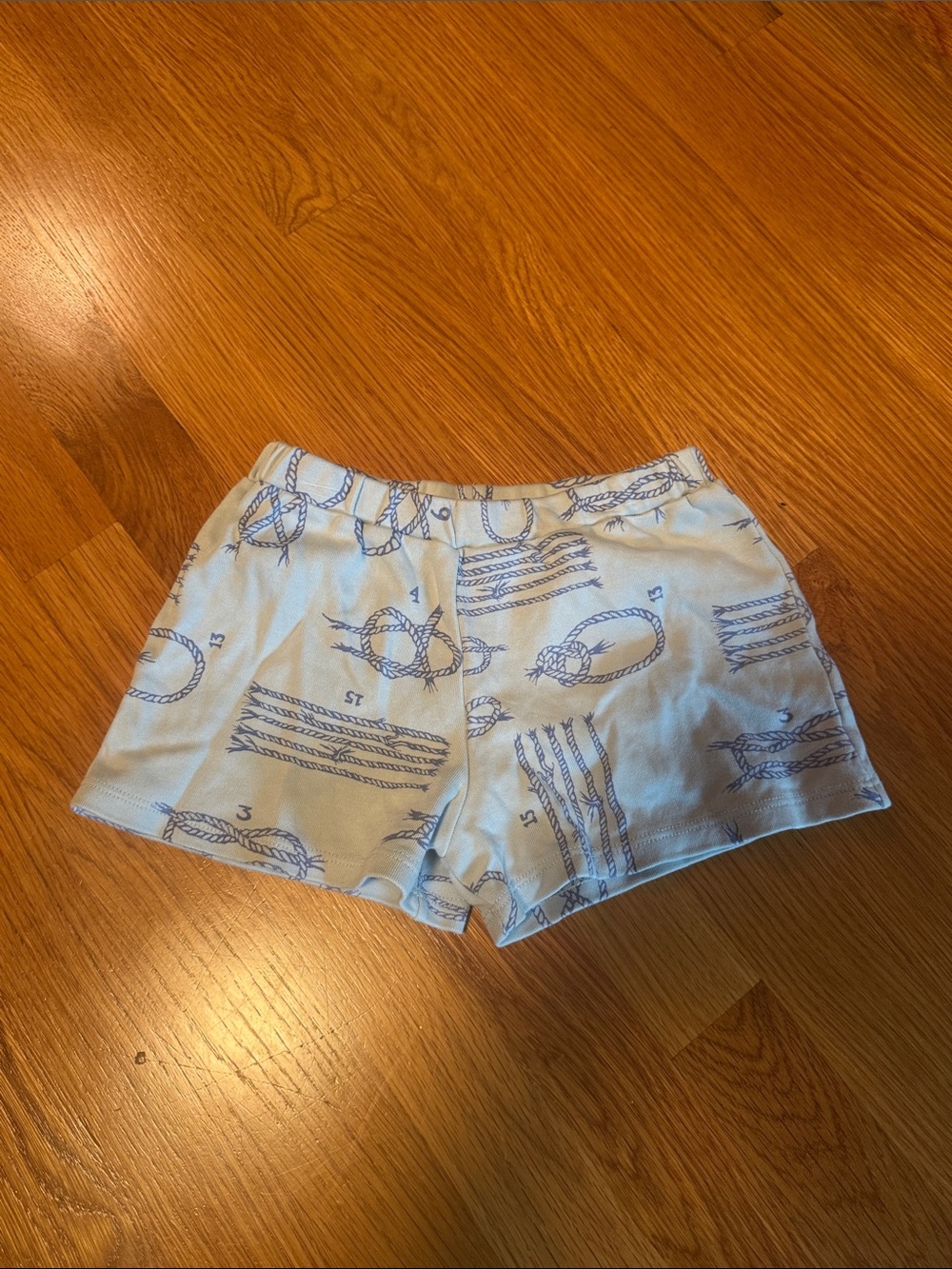 The Beaufort Bonnet Company Light Blue Nautical Rope Print Kids Shorts